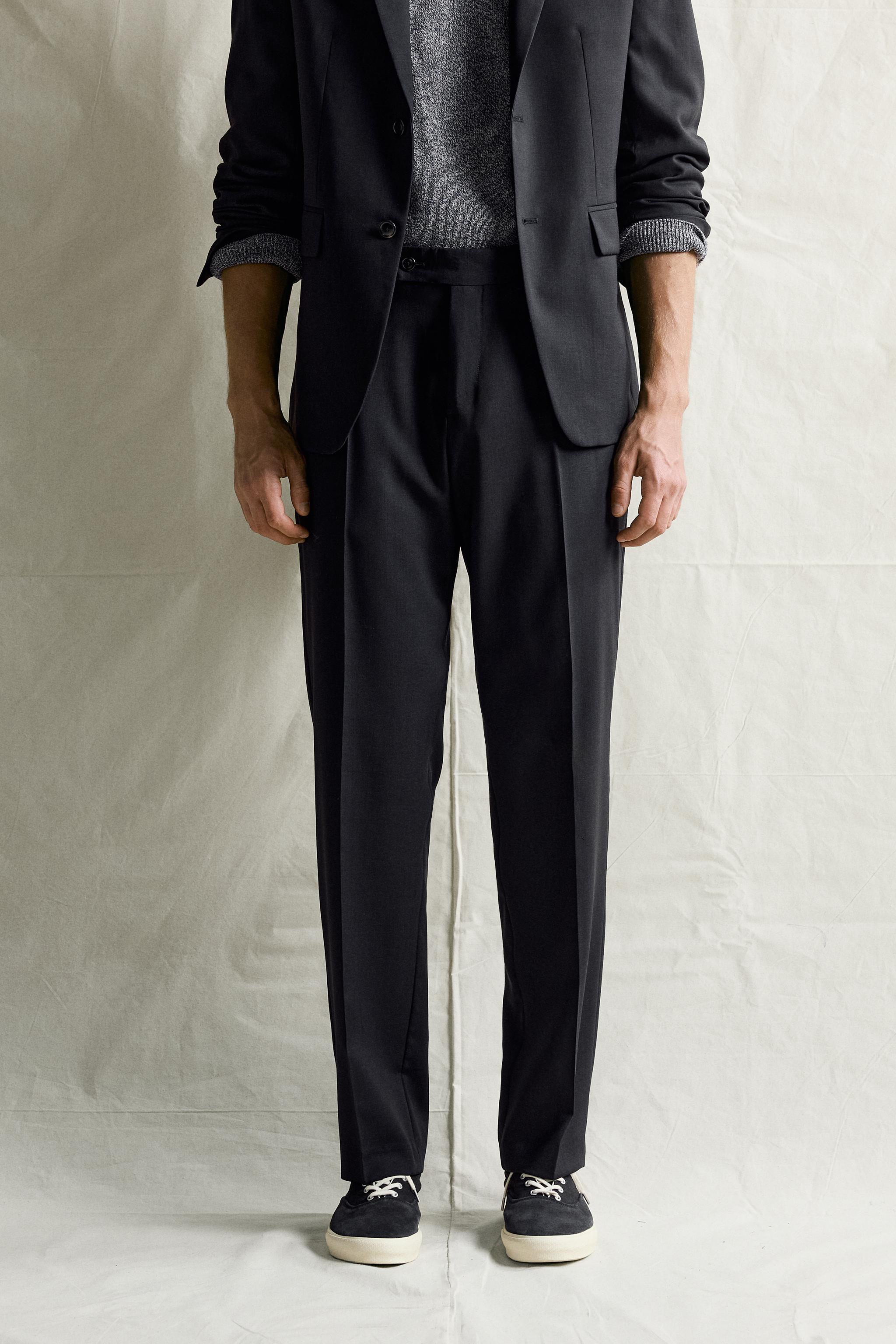 100% WOOL REGULAR FIT SUIT TROUSERS